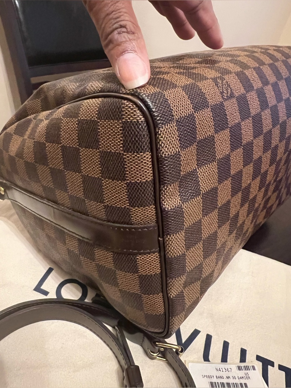 Louis Vuitton Damier Ebene Canvas Speedy 30 Bandoulière Crossbody Bag - Picture 5 of 14